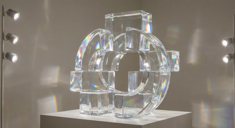 AI generated abstract glass art with light refraction and chromatic effects