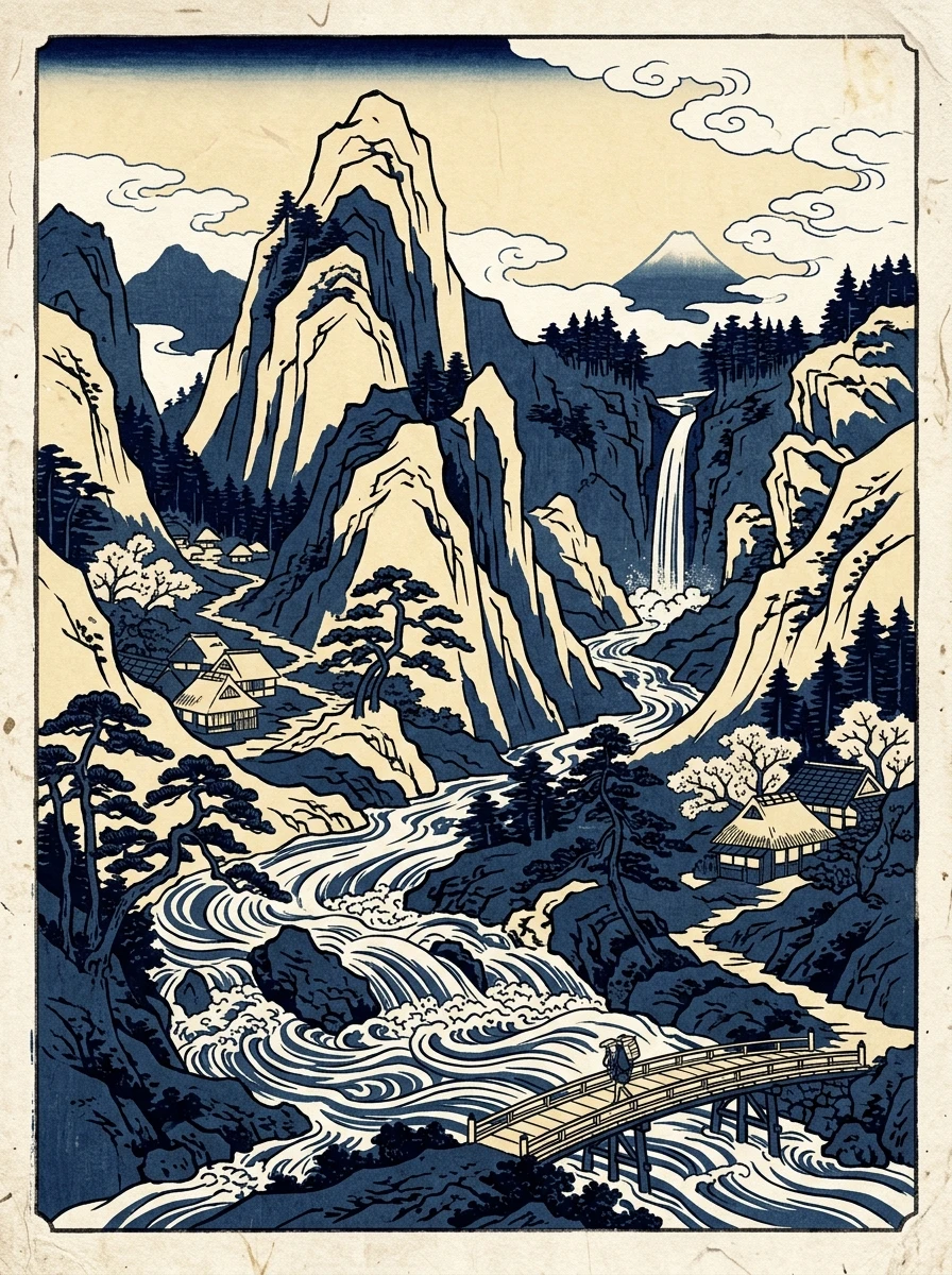 Nano Banana 2 illustration example in a traditional woodblock print style